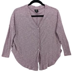 Bobeau Ribbed Sweater S Purple Cardigan‎ Lightweight Knit Button Front High Low